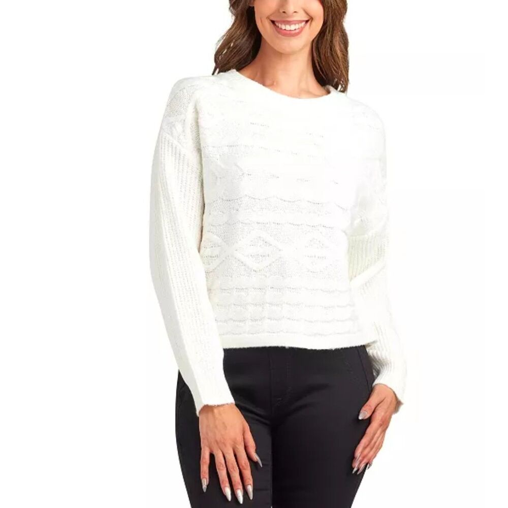 BCX Ivory Crewneck Pull On Sweater Size M NWT
